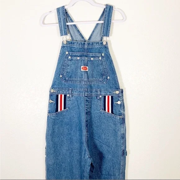 Deadstock Vintage Revolt Jeans Blue Denim Overalls with Stripe Accents - Picture 2 of 11